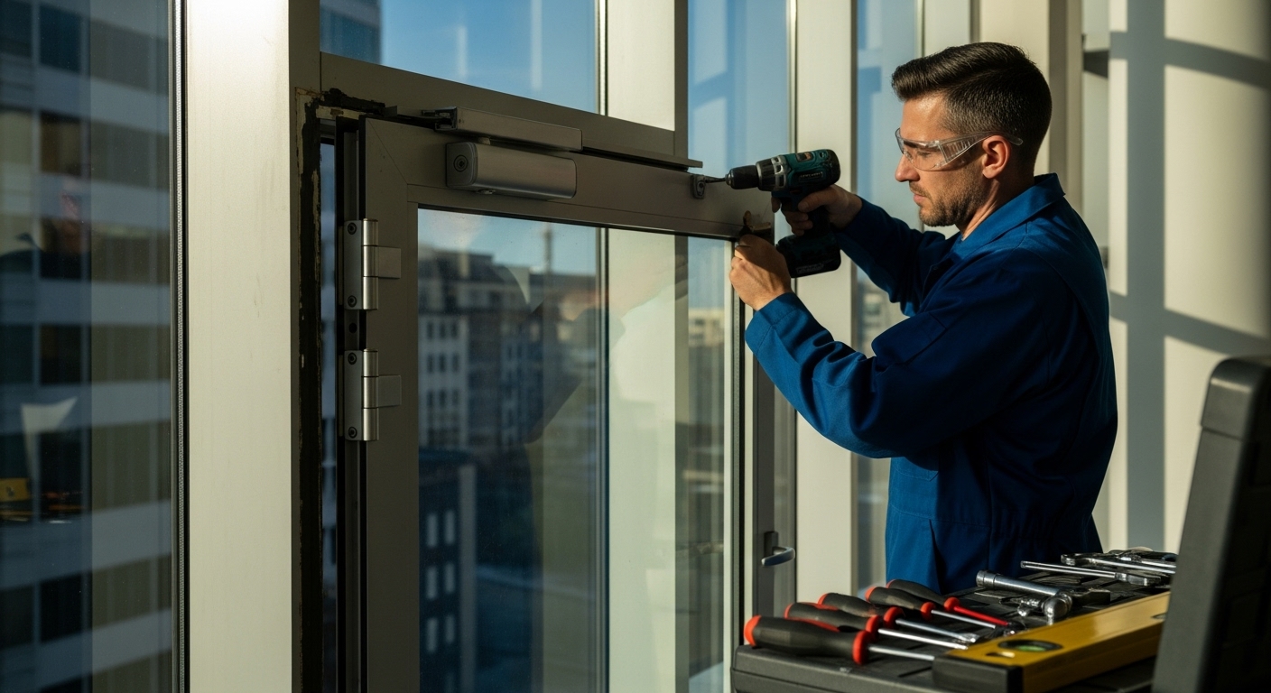 cửa nhôm kính bị xệ